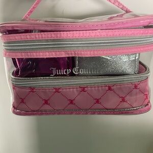 Juicy Couture Pink and Silver Cosmetic Bag Set